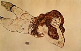 Lying Canvas Paintings - Female Nude Lying on Her Stomach